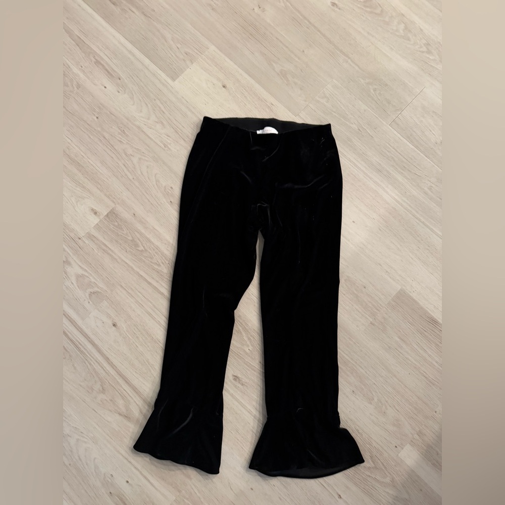 Bell ruffled velvet small woman’s pants elastics waistband